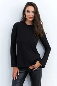Cool & Sexy Women Black Low-cut back with accessories Blouse - Image 4