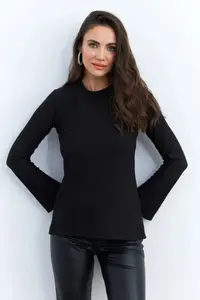 Cool & Sexy Women Black Low-cut back with accessories Blouse - Image 5
