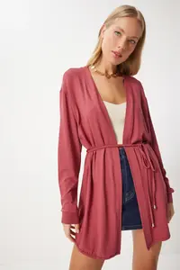 Happiness İstanbul Women Pink Seasonal Knitting Knitwear Cardigan - Image 3