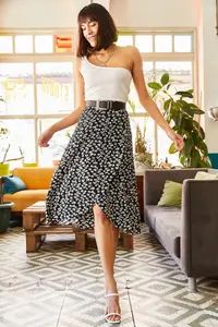Olalook Women Black Gonca wrap Skirt