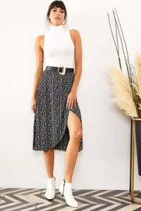 Olalook Women Black wrap Skirt - Image 2