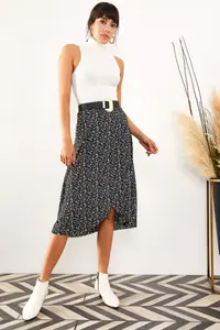 Olalook Women Black wrap Skirt - Image 4
