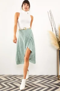 Olalook Women Mint Green wrap Skirt