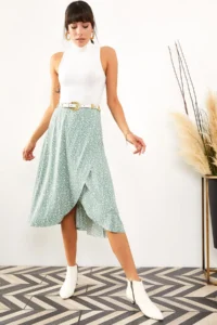 Olalook Women Mint Green wrap Skirt - Image 2