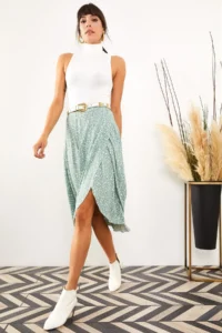 Olalook Women Mint Green wrap Skirt - Image 3