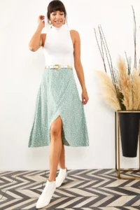 Olalook Women Mint Green wrap Skirt - Image 4