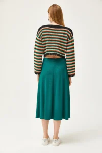 Olalook Women's Emerald Green Elastic Waist Flowy Twist Skirt - Image 6