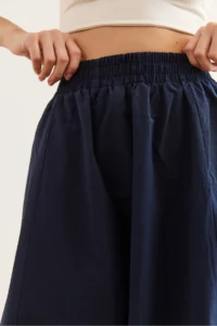 Olalook Women's Navy Blue Elastic Waist Parachute Bell Skirt - Image 8