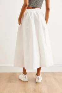 Olalook Women's White Elastic Waist Parachute Bell Skirt - Image 6