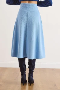 Olalook Women's Baby Blue Belted Waist Thessaloniki Bell Skirt - Image 3