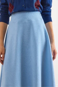 Olalook Women's Baby Blue Belted Waist Thessaloniki Bell Skirt - Image 4