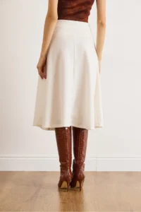 Olalook Women's Ecru Waist Banded Thessaloniki Bell Skirt - Image 5