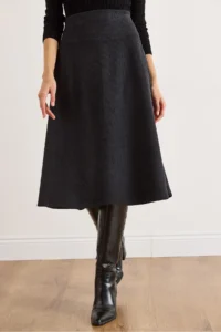 Olalook Women's Dark Anthracite Waist Banded Thessaloniki Bell Skirt - Image 6