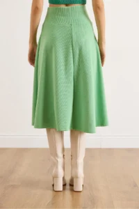 Olalook Women's Pistachio Green Waist Banded Thessaloniki Bell Skirt - Image 2