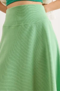 Olalook Women's Pistachio Green Waist Banded Thessaloniki Bell Skirt - Image 3