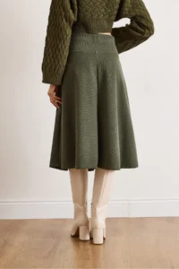 Olalook Women's Khaki Waist Banded Thessaloniki Bell Skirt - Image 5