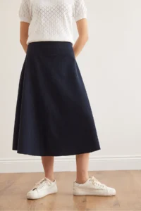 Olalook Women's Navy Blue Waist Banded Thessaloniki Bell Skirt - Image 6