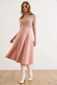 Olalook Women's Powder Waist Banded Thessaloniki Bell Skirt - Image 5