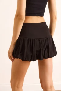 Olalook Women's Black Cotton Mini Balloon Skirt with Shorts - Image 7