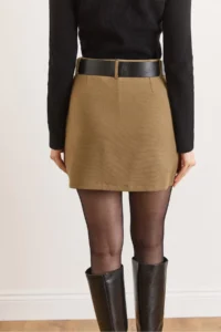 Olalook Women's Mink Belt Detailed Mini Skirt with Shorts - Image 3