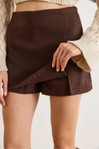 Olalook Women's Bitter Brown Mini Skirt with Hidden Zipper Shorts - Image 6