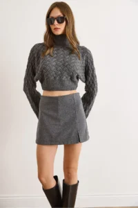 Olalook Women's Smoked Hidden Zipper Mini Skirt with Shorts - Image 6
