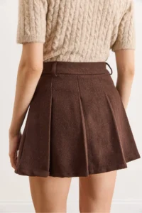 Olalook Women's Brown Lining Pleated Mini Skirt with Shorts - Image 6