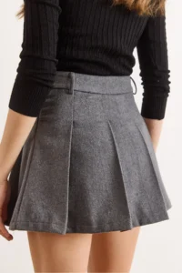 Olalook Women's Anthracite Lining Pleated Mini Skirt with Shorts - Image 2
