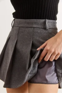 Olalook Women's Anthracite Lining Pleated Mini Skirt with Shorts - Image 3