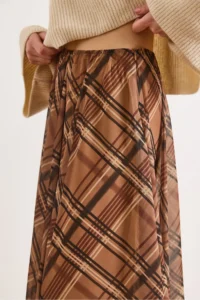 Olalook Women's Camel Lined Skirt Asymmetrical Plaid Bell Tulle Skirt - Image 6