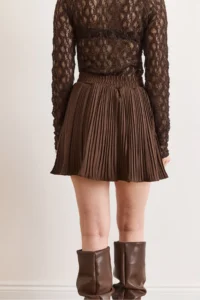 Olalook Women's Brown Mini Pleated Skirt with Elastic Waist Shorts - Image 5