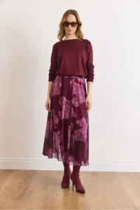 Olalook Women's Purple Shawl Pattern Lined Midi Tulle Skirt - Image 2