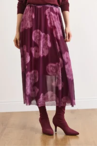 Olalook Women's Purple Shawl Pattern Lined Midi Tulle Skirt - Image 5