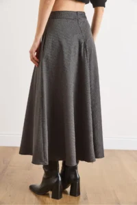 Olalook Women's Anthracite Herringbone Midi Bell Skirt - Image 6