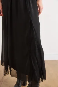 Olalook Women's Black Lined Lace Detailed Long Tulle Skirt - Image 6