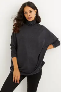 Cool & Sexy Women Anthracite Bat Arm Fisherman Blouse - Image 3