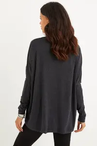 Cool & Sexy Women Anthracite Bat Arm Fisherman Blouse - Image 6