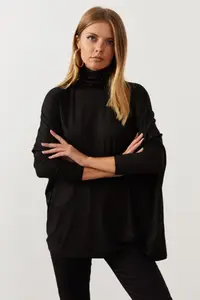 Cool & Sexy Women Black Bat Arm Fisherman Blouse - Image 2