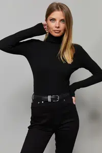 Cool & Sexy Women Black Back V Fisherman Blouse - Image 3