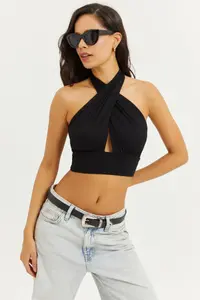 Cool & Sexy Women Black Back And Neck tied up Blouse - Image 3