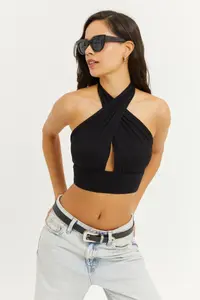 Cool & Sexy Women Black Back And Neck tied up Blouse - Image 4