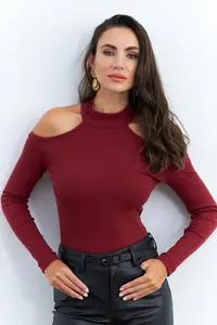 Cool & Sexy Women Burgundy Shoulders Light Camisole Blouse