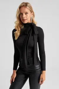 Cool & Sexy Women Black with bow Blouse - Image 7