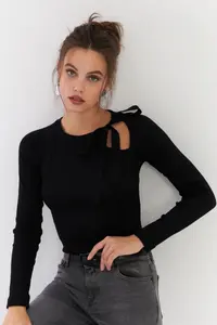 Cool & Sexy Women Black Boyun tied up Camisole Blouse - Image 5