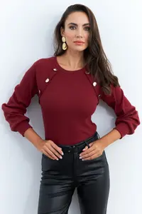 Cool & Sexy Women Burgundy Button with accessories Camisole Blouse