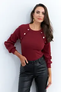 Cool & Sexy Women Burgundy Button with accessories Camisole Blouse - Image 7