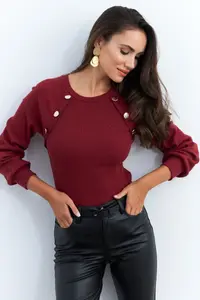 Cool & Sexy Women Burgundy Button with accessories Camisole Blouse - Image 8