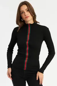 Cool & Sexy Women Black Stripe Banded Camisole Blouse - Image 2