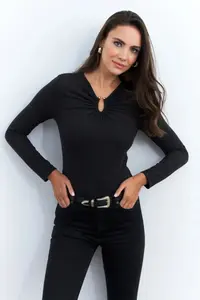 Cool & Sexy Women Anthracite with accessories Blouse - Image 4