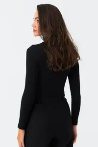 Cool & Sexy Women Black Front Window Camisole Blouse - Image 2